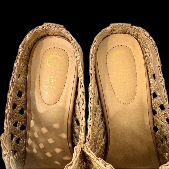 Comfort est. 1946 Woven Mules Women 8W Natural Boho Straw Block Heel Shoes - Picture 14 of 16